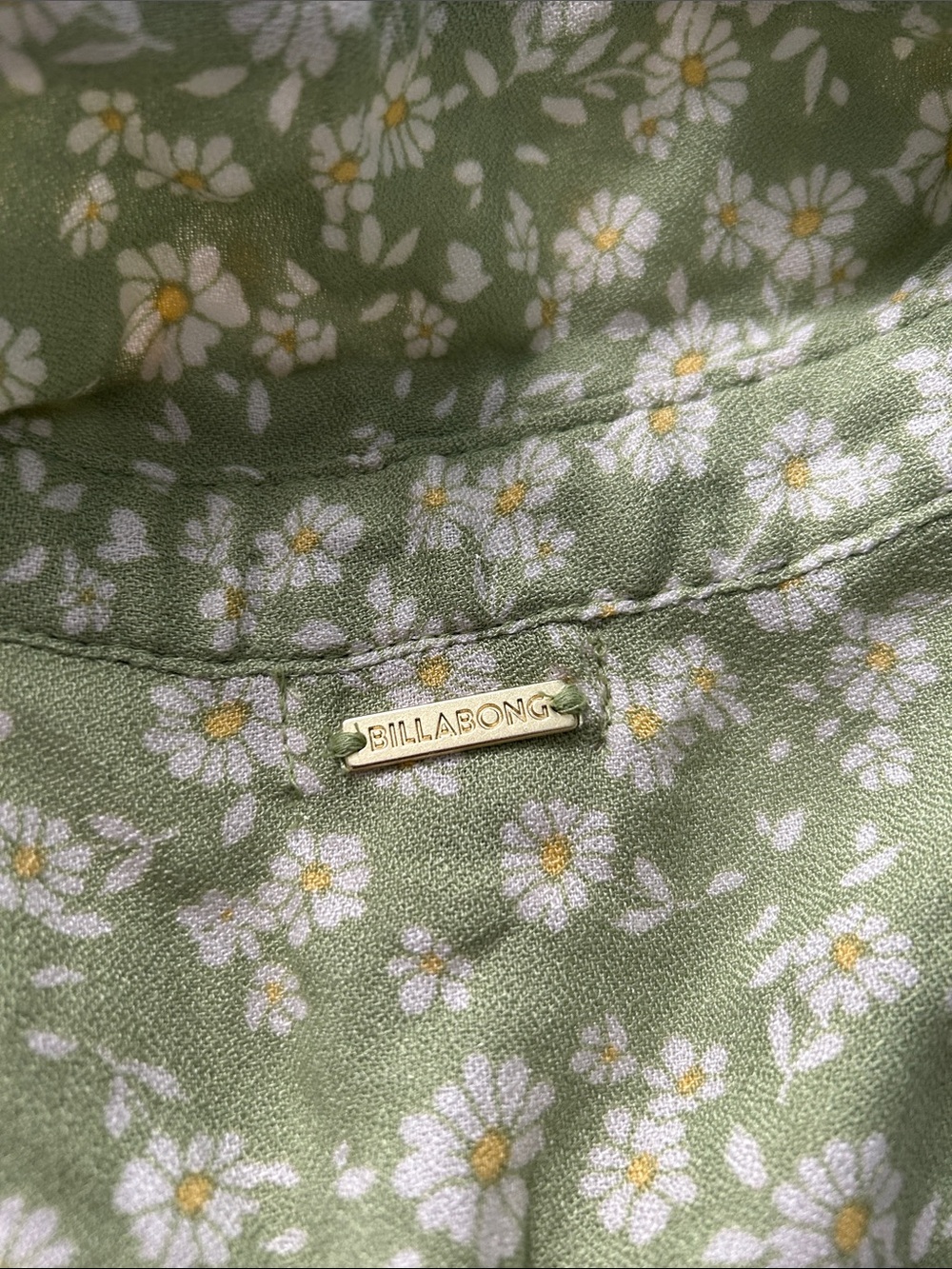 Billabong Sage Green Floral Button-Front Midi Dress - Picture 9 of 9